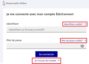 Authentification par Educonnect pour un responsable d'élève